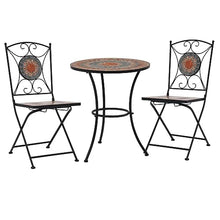JKSVTF 3 Piece Mosaic Bistro Set Ceramic Tile Orange/Grey, Garden Table and Chairs, Garden Chairs Set, Patio Set, Outdoor Table and Chairs, Garden