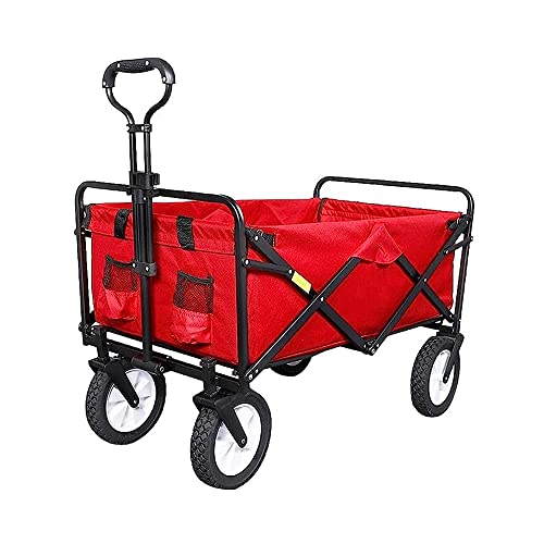 Handcart, Outdoor Folding Utility Wagon Folding Wagon Cart, Heavy Duty Camping Trolley, Garden Cart with Universal Wheels & Adjustable Handle, Load-Bea100Kg / 220Lbs/Style 2