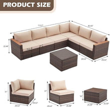 HTERWQEA 7-Piece Outdoor Furniture Set, Patio Sectional Conversation Set for Backyard, Garden, Porch, Balcony, or Poolside Use
