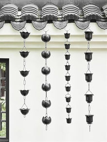 WKNHHL Rain Chain, T2 Copper for Gutters, Roof Rain Catcher/Diverter, Unique Metal Link for Villa Temples,2.4m/8ft