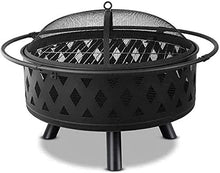 Garden Fire Pit Portable Grill Barbecue Rack Outdoor Large Bonfire Wood Burning Patio Coal Grill Firepit for Grill Charcoal Grill with Spark Screen with Cover BBQ Cooking for Camping