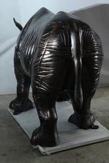 NIFAO Rhinoceros Aluminum Statue, Large Wildlife, 60" L x 17" W x 35" H