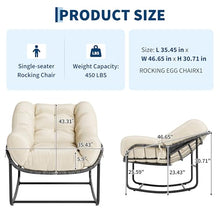 2 PCS Outdoor Rocking Chair, Papasan Rocking Chair with Thick Cushion, Comfy Wicker Reading Lounge, Indoor Bed-Like for Bedroom,Balcony, Porch, Garden, Beige