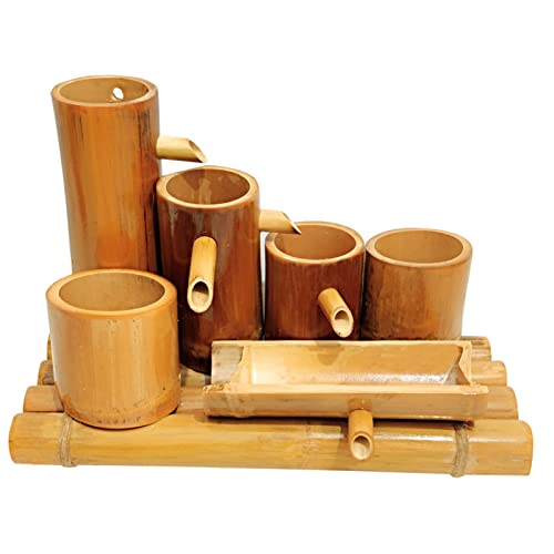 Water Fountain Water Features for The Garden Powered Bamboo Pipe Flowing Water Decoration, Pumping Truck, Landscape (80cm/31.5in)
