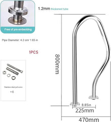Pool Handrail Swimming Pool Handrail,304 Stainless Steel, Silver, Rustproof, Pool Handrails Curved Spa Hand Grab Bar, Easy to Assemble Pool Railings for Entry
