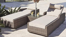 HomeRoots 3-Piece Outdoor Arm Chaise Lounge Set with Cushions Brown