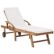 WANGKENSU Sun Loungers with Cushions 2 pcs,Outdoor Wood Lounge Chaise, Lounger for Pool,Beach Sun Tanning Chair,Outdoor Bed,Patio Deck Chair, Solid Teak Wood Red (Cream 76.8" x 23.4" (L x W))
