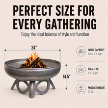 Ohio Flame Liberty 24” Wood Burning Fire Pit Carbon Steel with Curved