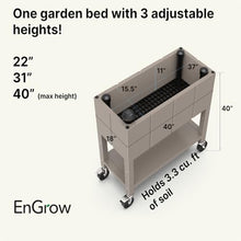 EnGrow Raised Garden Bed with Legs and Wheels - Mobile Planter Box with Storage Shelf & TrueSoil® Technology - Elevated Outdoor Garden for Vegetables, Herbs, Flowers - Stone Gray.