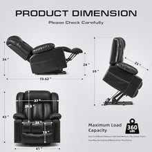 UOPYNE PU Leather Power Lift Recliner Chair with Massage, Heated, Black