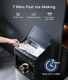 ecozy 4-in-1 Bottom-Loading Water Dispenser with Ice Maker, ECO Mode