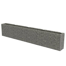 Gabion Raised Bed Galvanized Steel 212.6"x19.7"x39.4" with Self-Watering Ceramic Flower Pots White Black