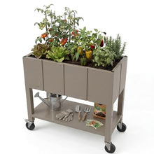 EnGrow Raised Garden Bed with Legs and Wheels - Mobile Planter Box with Storage Shelf & TrueSoil® Technology - Elevated Outdoor Garden for Vegetables, Herbs, Flowers - Stone Gray.