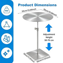 Yopappol Weatherproof Adjustable Height Patio Table, Full Stainless Steel Round Bistro Side Table, Space Saving Outdoor Cocktail Tables for Garden Cafe, Easy to Assemble(Top 35cm)