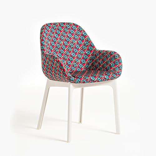 Kartell SFCH-K4182-BD Dining Chair, Frame: White, Cover: Picnic, W22.8 inches (58 cm), D 22.2 inches (56.5 cm), H 33.5 inches (85 cm), SH48 cm