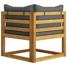HNSMFPRE Solid Acacia Wood Garden Lounge Set with Cushion and Coffee Table, Outdoor Patio Seating Set for Terrace