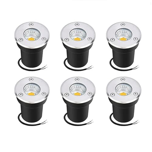 QICBYING 6PCS LED Beam Spotlight - Underground Light LED, AC85-265V COB Garden Landscape Lights, IP65 Waterproof Recessed Buried Lights, for Outdoor Park Driveway Lighting(Warm White,20W)