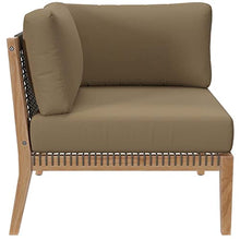 Modway Clearwater Outdoor Patio Teak Wood 6-Piece Sectional Sofa in Gray Light Brown