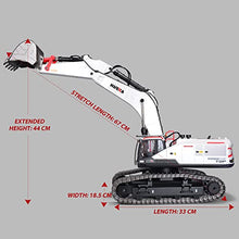 HuiNa RC Excavator 1:14 Metal Remote Control Digger White