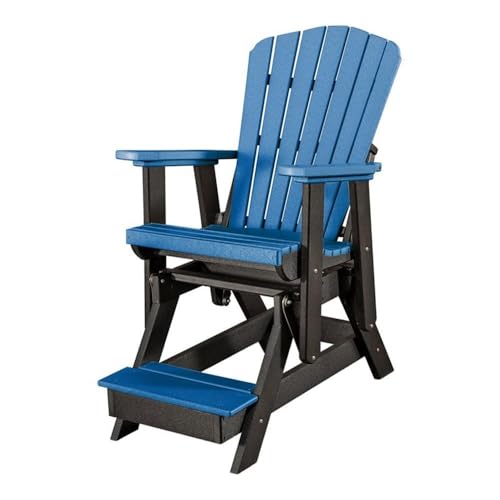 American Furniture Classics OS Home and Office Model 516BBK Fan Back Balcony Glider in Blue with a Black Base