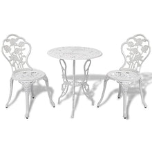 JKSVTF 3 Piece Bistro Set Cast Aluminium White, Garden Table and Chairs, Garden Chairs Set, Patio Set, Outdoor Table and Chairs, Garden Table Set -
