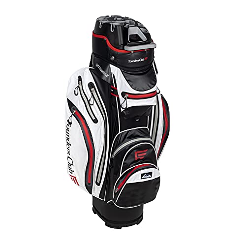 Founders Club Premium Cart Bag with 14 Way Organizer Divider Top White with Red