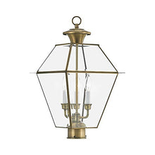 Livex Lighting 2384-01 Westover 3-Light Outdoor Post Lantern, Antique Brass