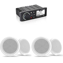 Fusion Marine Entertainment System MS-RA70NSX with Bluetooth and Sirius/XM, Includes 2 Pair EL-F653W 6.5" Marine Coax - White Classic Grill