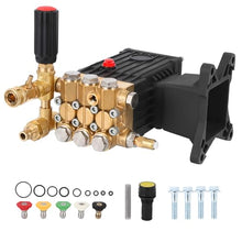 Pressure Washer Pump, 1" Shaft Horizontal Plunger, 4000 Psi, 4.4 GPM, Replacement Power Washer Pumps Kit, Parts Washer Pump with Pressure Adjustment Unloader, 5 Nozzle Tips