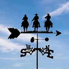 Weather Vane Three Cowboys Riding Wind Vane Wind Direction Indicator Weathervane Stainless Steel for Outdoor Garden Gazebo