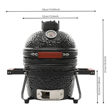 lizponaza 13 Inch Ceramic Charcoal BBQ Grill & Smoker Outdoor Portable Grill, Versatile Grill for Baking, Grilling, Broiling with 50-800°F Temperature Range & Integrated Gauge for Patio, Backyard