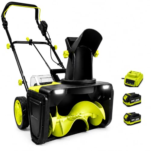 Battery Snow Blower, 40V, 2x20V Batteries, 25FT Throw, Dual LED