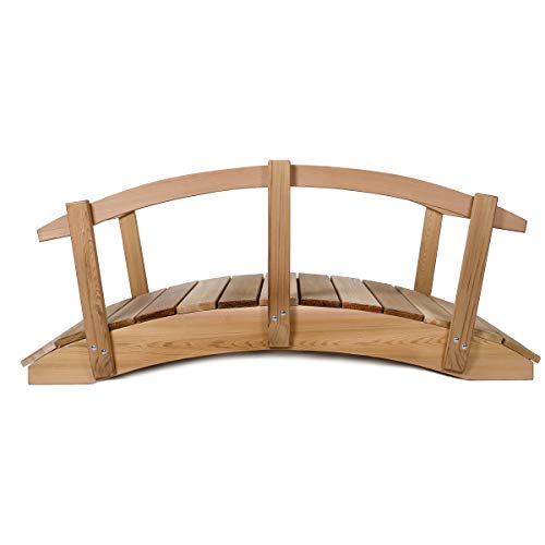 All Things Cedar 8-Ft Garden Bridge with Side Rails Brown
