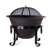 WeCooper Cast Iron Fire Pits,29inch,Round,Deep,with Mesh Screen & Poker