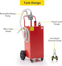 40 Gallon Fuel Caddy,Portable Gas Storage Tank with 4 Wheels,Manual Transfer Pump,Fuel Transfer Storage Tank Gasoline Diesel Can for Cars,Lawn Mowers,Trucks,ATVs,Boats