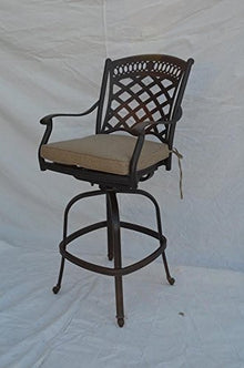 St Augustine Outdoor Patio Bar Stools Dark Bronze Solid Cast Aluminum with Cushions (8, 30")