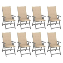 KDACVBMG Patio Reclining Chairs with Cushions 8 pcs Gray Acacia Wood