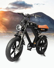 Besintu MOVCAN Electric Bike for Adults 1000W Motor (Peak 1500W), 48V/15.6AH, Up to 28MPH & 70 Miles, 20" Fat Tire Ebike, 7 Speed Gear Full Suspension Brown-2