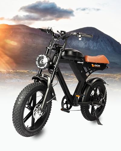 Besintu MOVCAN Electric Bike for Adults 1000W Motor (Peak 1500W), 48V/15.6AH, Up to 28MPH & 70 Miles, 20" Fat Tire Ebike, 7 Speed Gear Full Suspension Brown-2