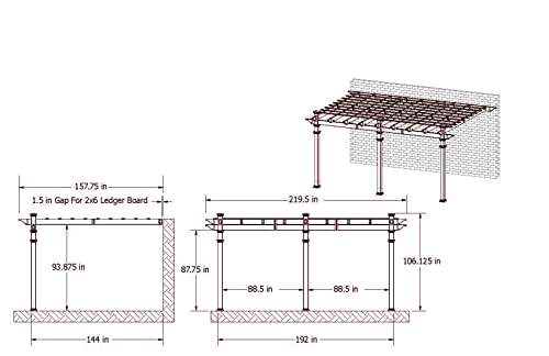 Vita Valencia 12' x 16' Attached Vinyl Pergola White