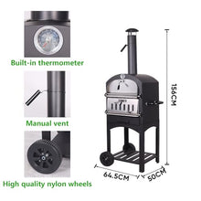 MBBTAG Woodfire Pizza Oven Outdoor, Outdoor Pizza Oven, with 2 Removable Wheels, 12" Wood Fire Oven, Wood Pizza Oven, Brick Oven Pizza Maker, Pizza Oven Wood, for Kitchen, BBQ, Camping, Party