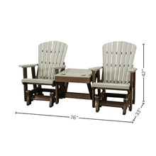 Outdoor Escape Brown Double Glider with Center Table, Weatherwood Tudor Brown, Heavy Duty Polyethylene Patio Bench Seating