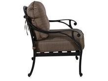 Nassau Outdoor Patio Club Chair Dark Bronze Cast Aluminum Set of 6, Walnut Cushions