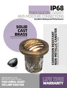 MALORY Low Voltage Landscape Well Lights, (φ99 mm) Brass Housing 10Pack