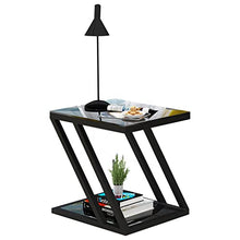 NRFJFOP Living Room Sofa Side Table Cabinet Corner Z-Shaped Small Coffee Tempered Glass Square