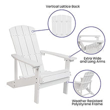 Merrick Lane Ayala Adirondack Chairs & Fire Pit - 4 Pack White Poly Resin Chairs with Black Star and Moon Fire Pit