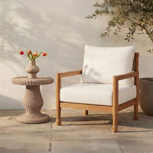 NADAAL STUDIOS Brielith Outdoor Side Table, Round, Aluminum Frame, Woven Synthetic Hyacinth, Rust Resistant, Natural