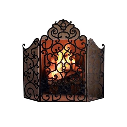Fireplace Screen European Style Iron Fireplace Screen Decoration Folding Hollow Carved Fireplace Fence Accessories Fireproof Fireplace Screen