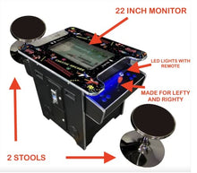 TOP US VIDEO ARCADES Full Size Cocktail Arcade Machine 2 Player 412 Games 22" LCD with Stools Black