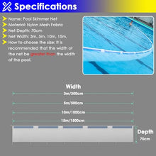 Replacement Pool Skimmer Net - Leaf Rake Netting for Outdoor Pools, Large Area Pool Cleaning Net with Fine Mesh Net Catcher 27.5" Deep, Oil and Grease Remover, Hair and Debris Removal(Width 10m)